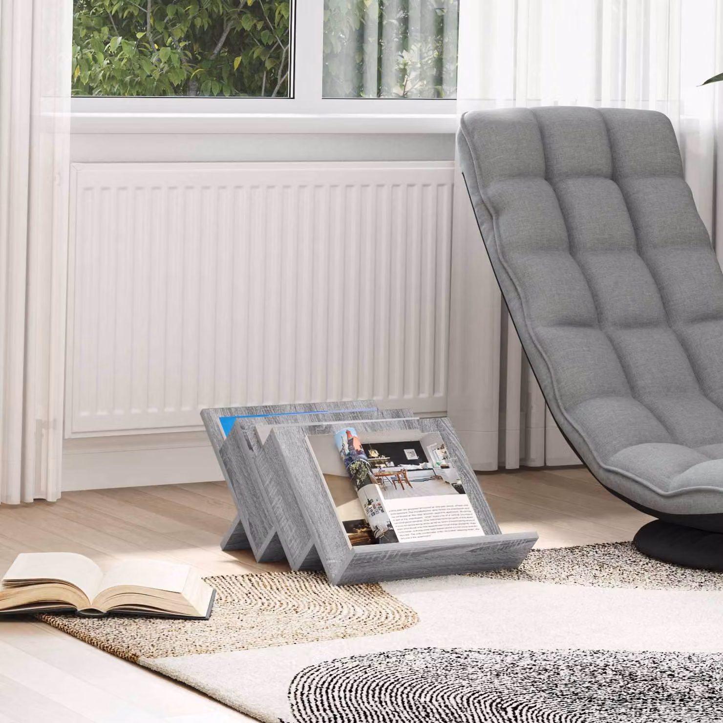 Scaffale per riviste vidaXL moderno in MDF Grigio opaco L: 53 cm, P: 40 cm, H: 28,5 cm
