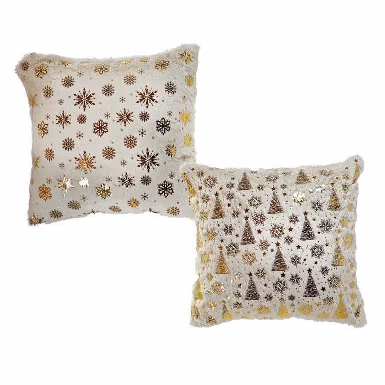Cuscino Natalizio Sfoderabile Vestiamo Casa Panna con Dettagli Oro L/P: 45 x 45 cm