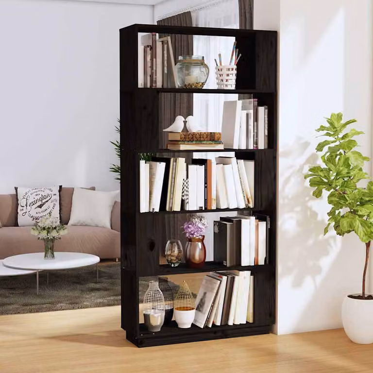 Libreria divisorio vidaXL in legno di pino bianco L: 80 cm, P: 25 cm, H: 163,5 cm