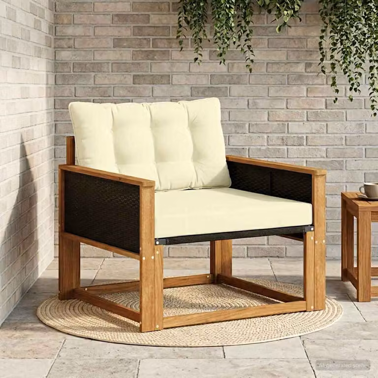 Sedia da giardino moderna vidaXL in legno di acacia massello e textilene, beige e marrone