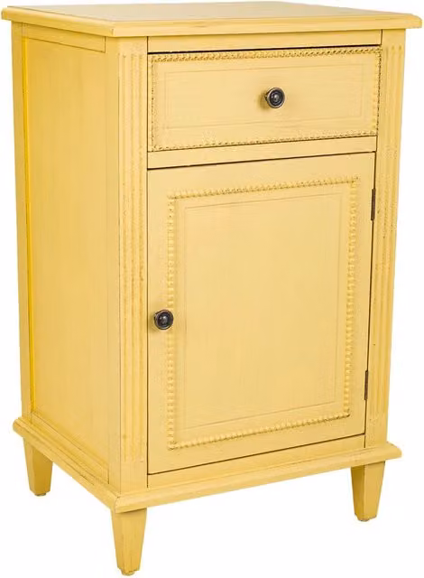 Comodino in legno giallo 45x36x72