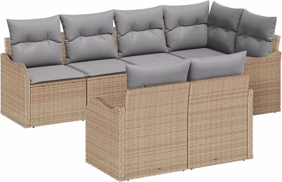 Set Divano da Giardino Beige polyrattan