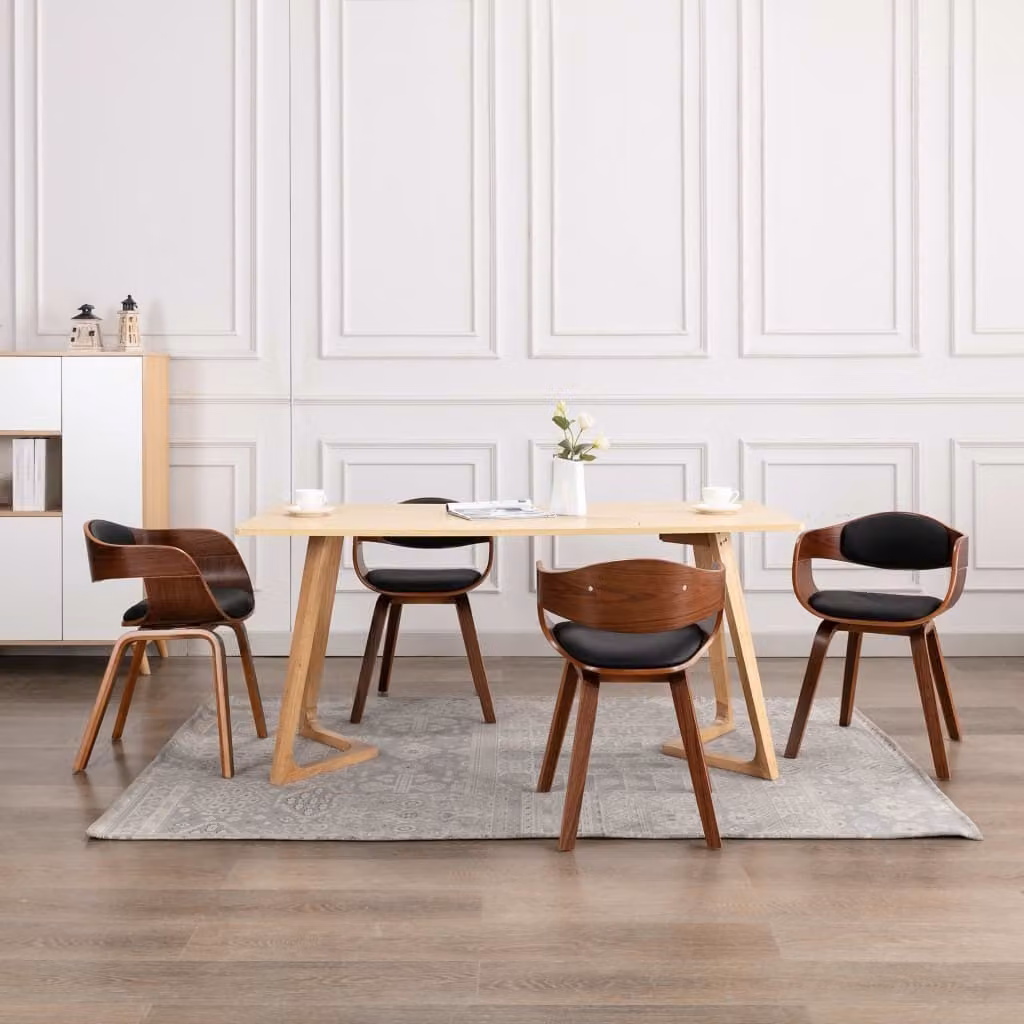 The Living Store Sedie da pranzo 4 pz. Bentwood e Similcuoio