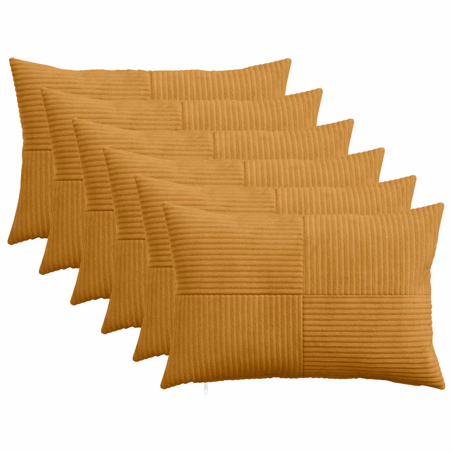 Set di 6 federe vidaXL ALMELO in velluto a coste, colore giallo, 50 x 70 cm