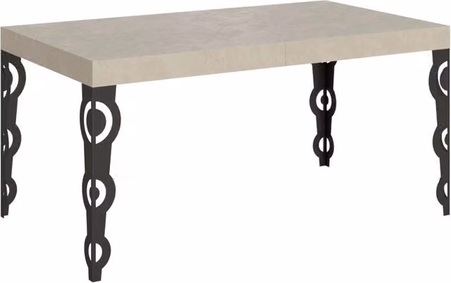 Tavolo allungabile moderno GIORDANOSHOP Karamay color cashmere con telaio antracite L: 160-420 cm, P: 90 cm, H: 77 cm