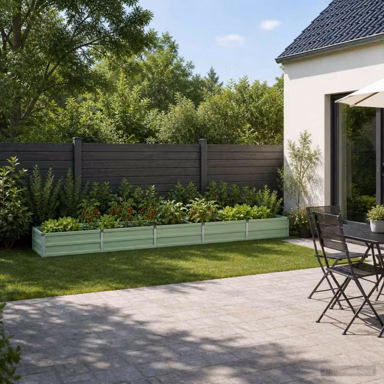 Letto rialzato da giardino vidaXL in metallo Verde, L: 400 cm, P: 40 cm, H: 24 cm