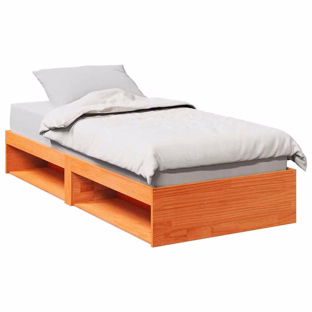 vidaXL Dormeuse in legno di pino marrone cera con doghe piatte L/P: 100 x 200 cm