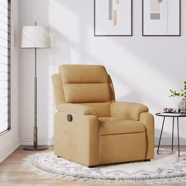 Poltrona Reclinabile Relax vidaXL in Velluto Marrone e Beige con Braccioli e Regolazione Manuale