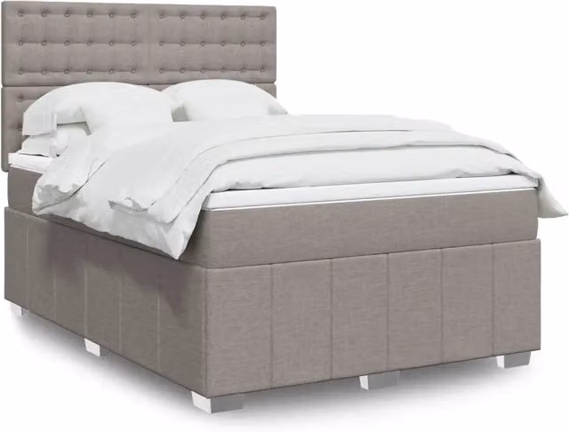 Letto Ibrido Moderno vidaXL con Struttura in Legno di Pino e Materasso in Tessuto, Colori Beige, Bianco e Grigio, L/P: 160 x 200 cm