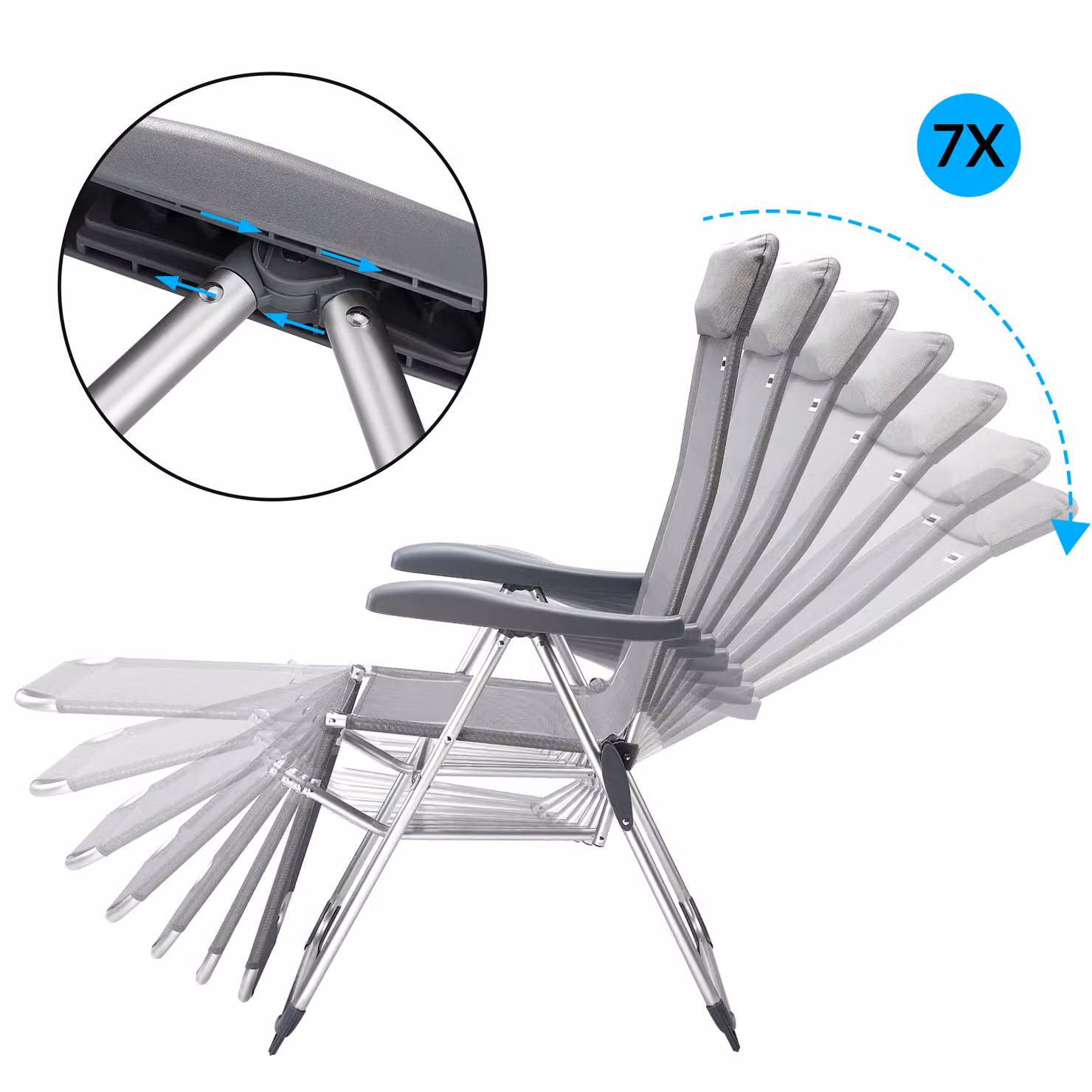 Set di 2 sedie da giardino Casaria con schienale alto in alluminio antracite e tessuto textilene impilabili – 2
