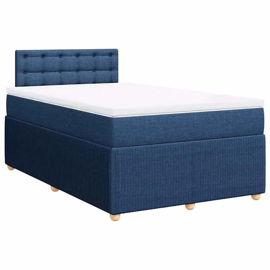 Letto con Giroletto a Molle e Materasso Ibrido vidaXL, Blu e Bianco, L/P: 120 x 200 cm – 2