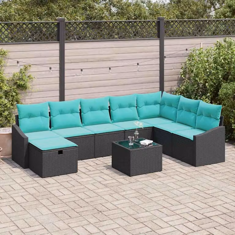Maison Exclusive - Set da giardino composto da 9 pezzi, divano in rattan sintetico