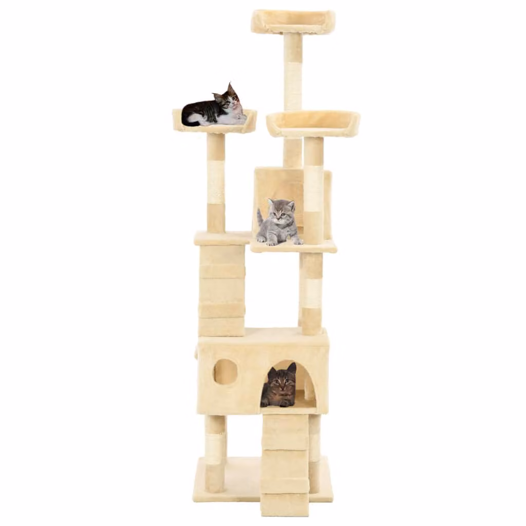 vidaXL Tiragraffi per gatti con colonne in sisal 170 cm Beige