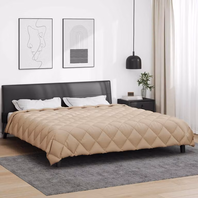 vidaXL Piumone Invernale in Microfibra Beige, L 240 x L 220 cm, 450 gsm