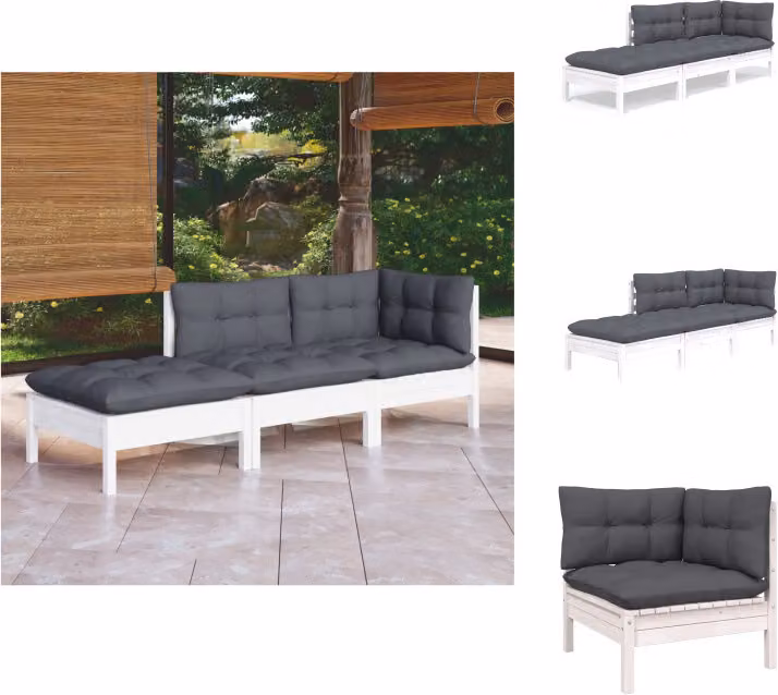 vidaXL Set di 3 pezzi da giardino con cuscini in legno di pino massiccio - Set di mobili da giardino