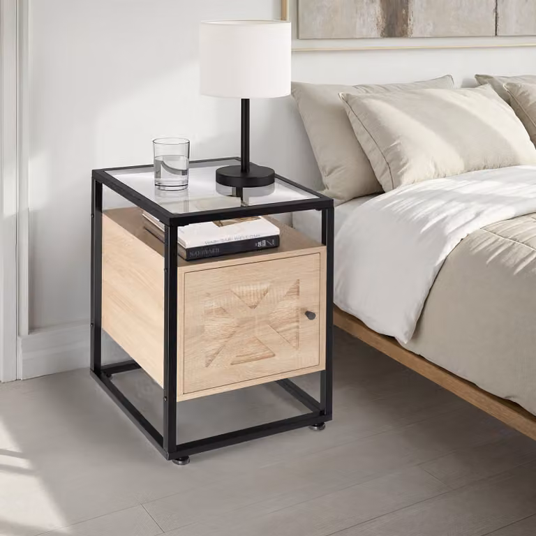 Comodino Kidderminster tectake in stile industriale, rovere Sonoma, L 40 cm x P 43 cm x H 60,5 cm