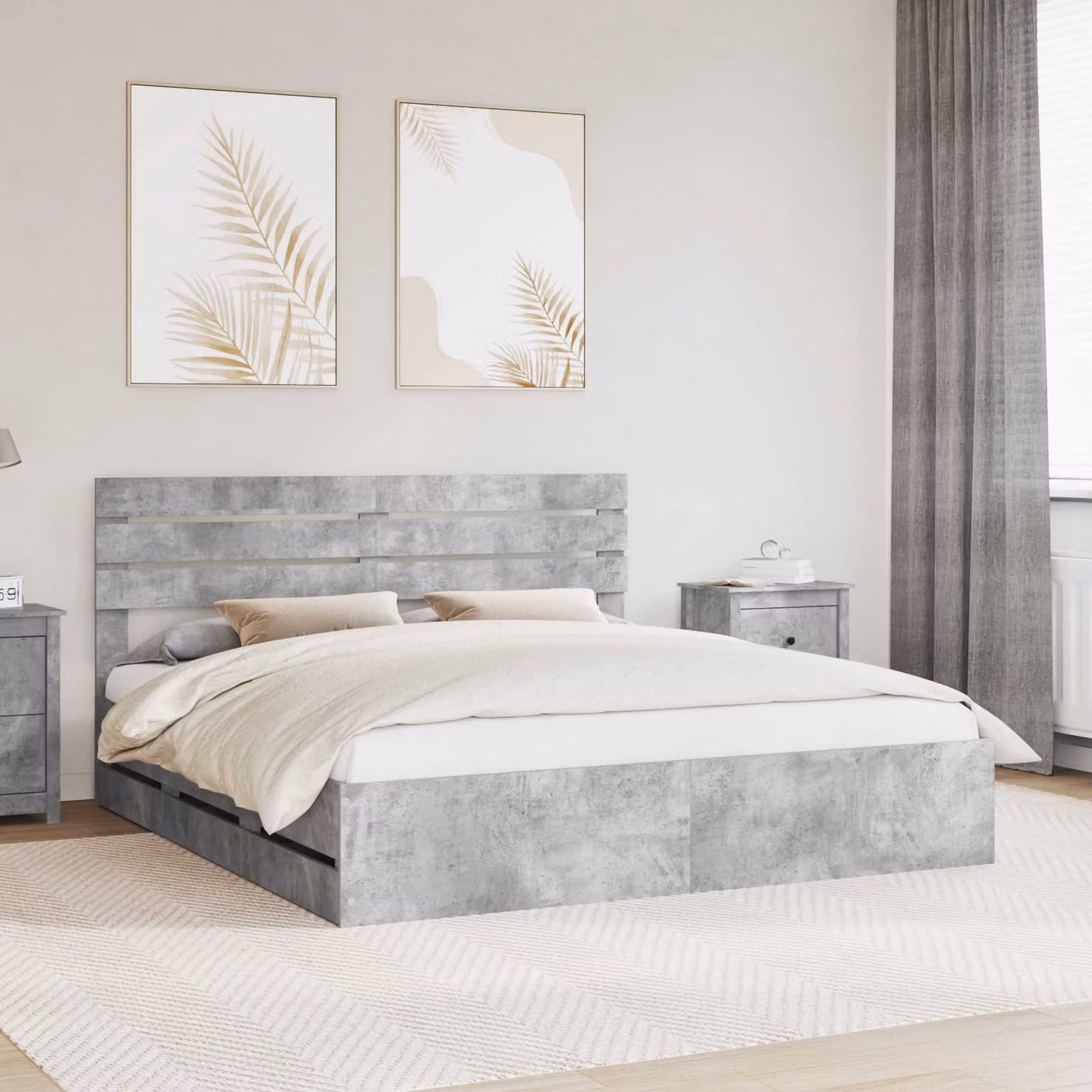 Struttura letto con cassetto vidaXL in legno MDF Grigio, 200 x 200 cm