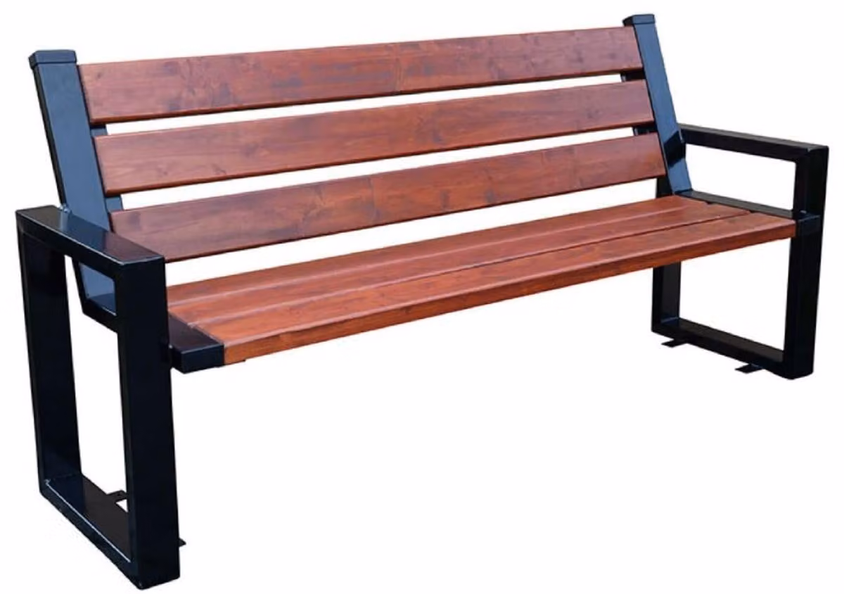 Casa Padrino panca da giardino marrone scuro / nero 180 x 40 x h. 90 cm - panca da parco castello panchina