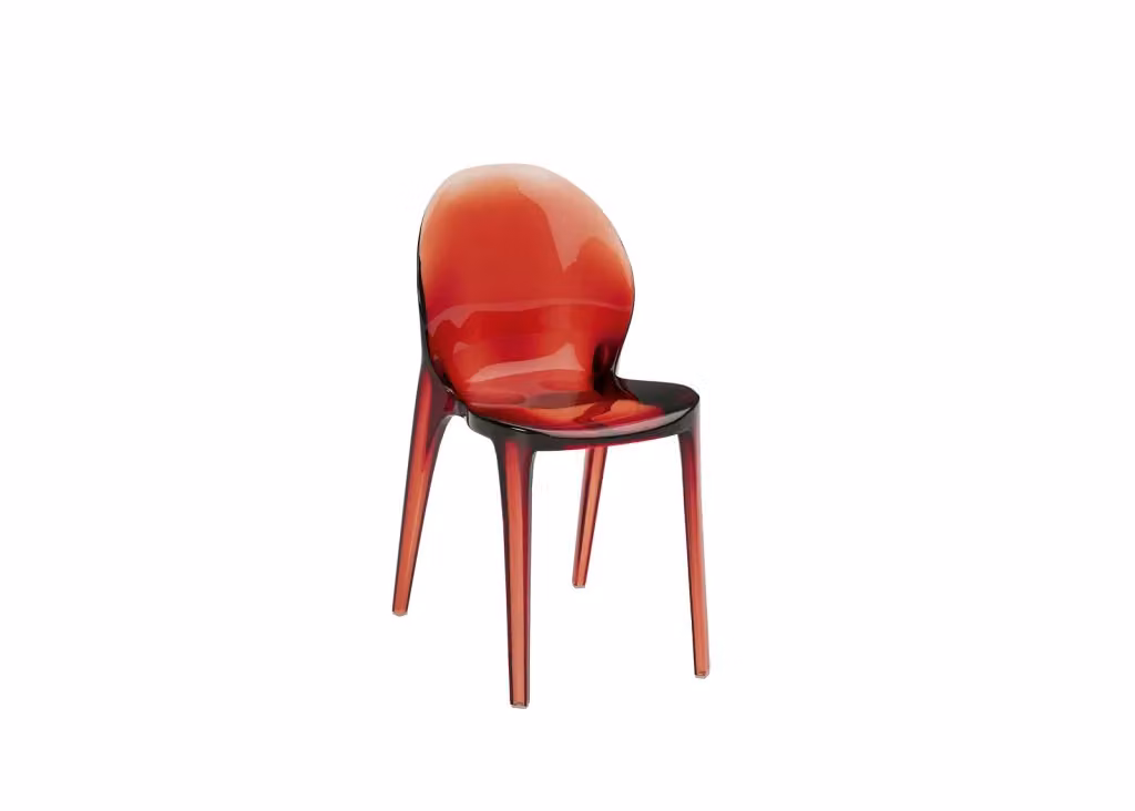 Sedia Stones moderna in plastica rossa lucida per cucina, soggiorno o ufficio domestico – 2