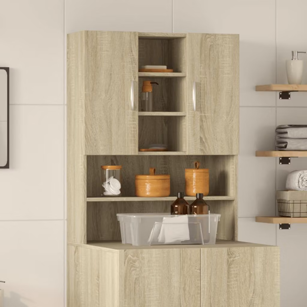 Mobile per lavatrice vidaXL in legno Rovere Sonoma, colore marrone/beige, L: 70,5 cm, P: 24 cm, H: 90 cm