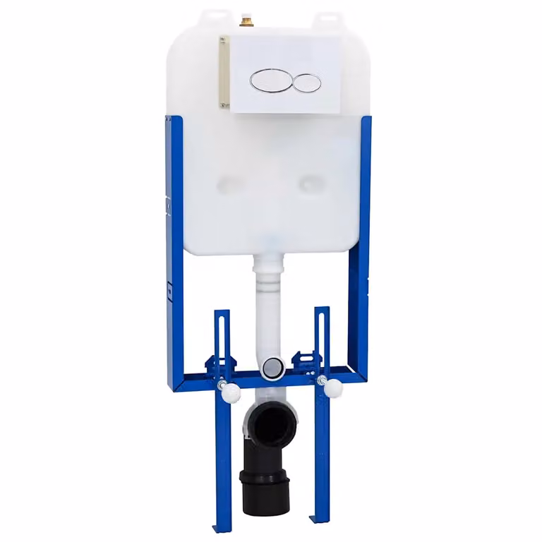 vidaXL Telaio per WC sospeso con cassetta in acciaio bianco, regolabile in altezza, L: 50 cm, P: 8 cm, H: 131 cm