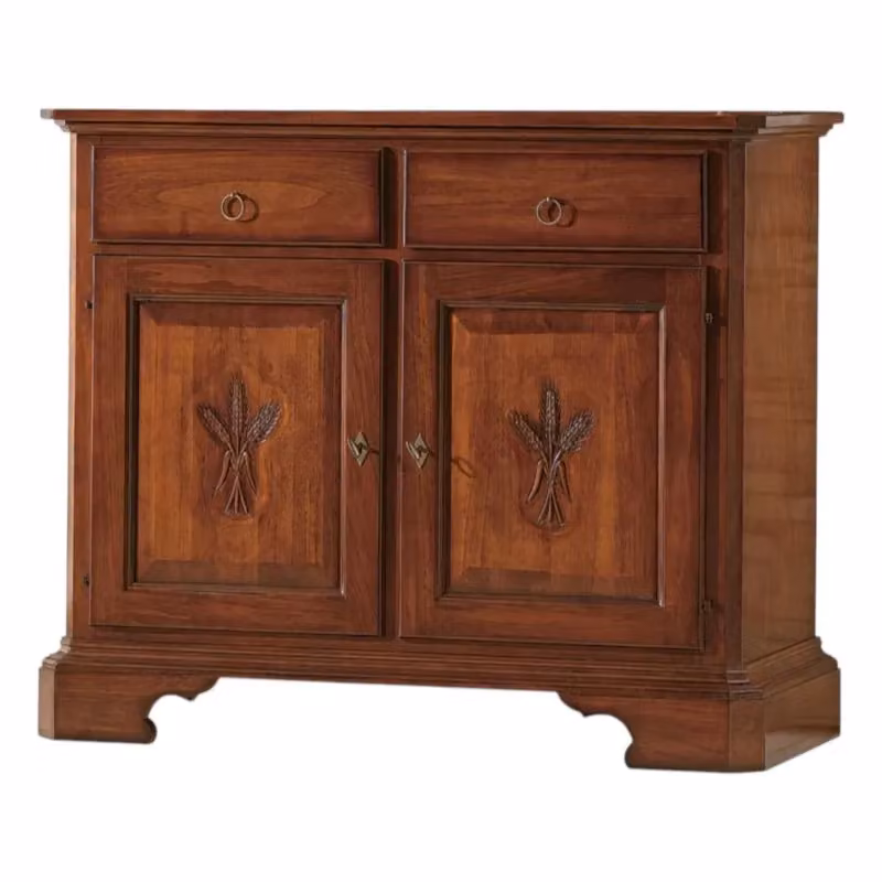 Madia credenza 2 porte in legno massello Mobili 2G tinta noce L: 114 cm, P: 49 cm, H: 95 cm – 1