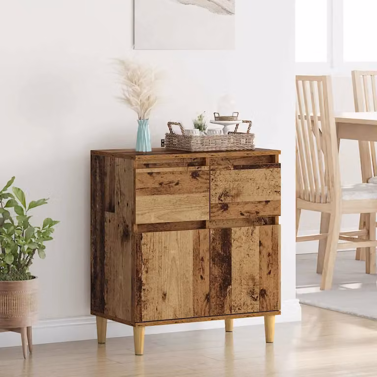 Credenza moderna vidaXL in legno ingegnerizzato color marrone e beige, L: 60 cm, P: 35 cm, H: 70 cm