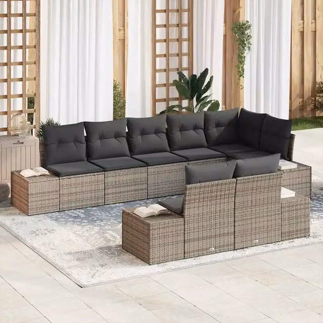 Set Divano da Giardino 8 pz Grigio polyrattan 3347109