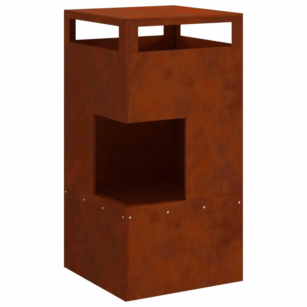 Tavolo con braciere vidaXL in acciaio marrone e legno – 2