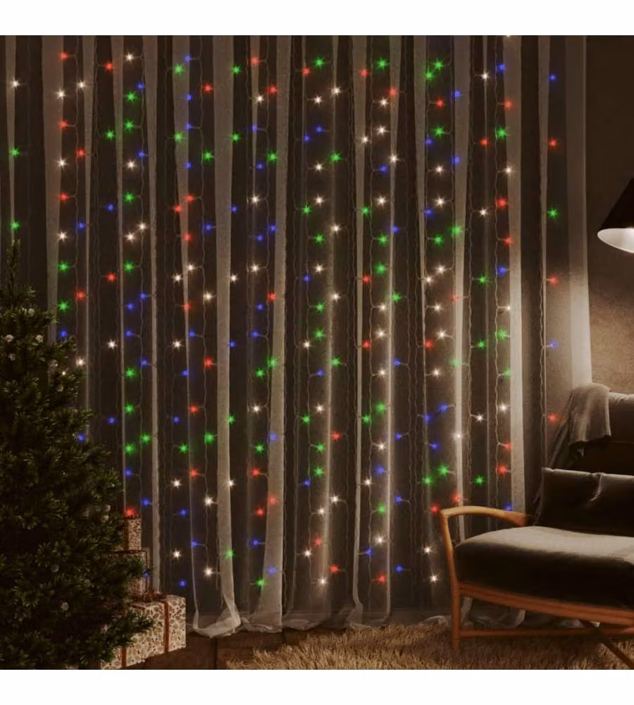 vidaXL Tenda di Luci a Ghiaccioli LED Multicolore con 300 LED RGB – 2