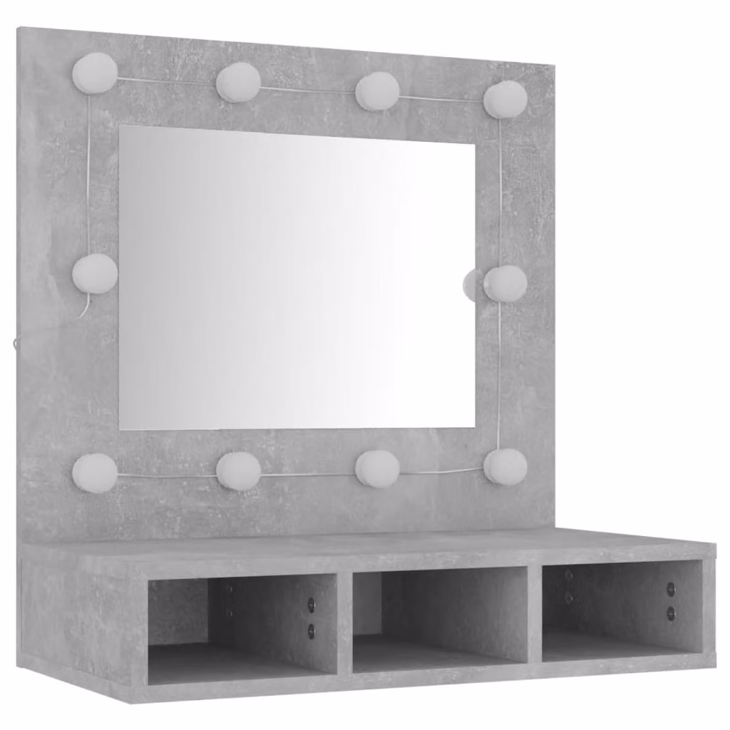 Mobile a Specchio con LED Grigio Cemento 60x31,5x62 cm