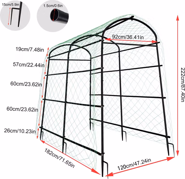 Traliccio da giardino, struttura a U, carico massimo 150 kg, altezza 222 cm