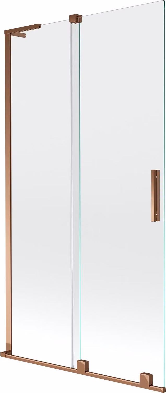 Mexen Velar L paratia per vasca da bagno 2 ante scorrevoli 100 x 150 cm, trasparente, oro rosa - 896-100-003-01-60