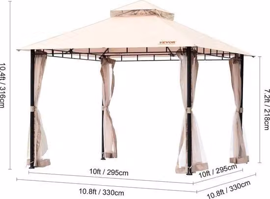 Pavilione Opvouabile - 330x330x316cm - Beige
