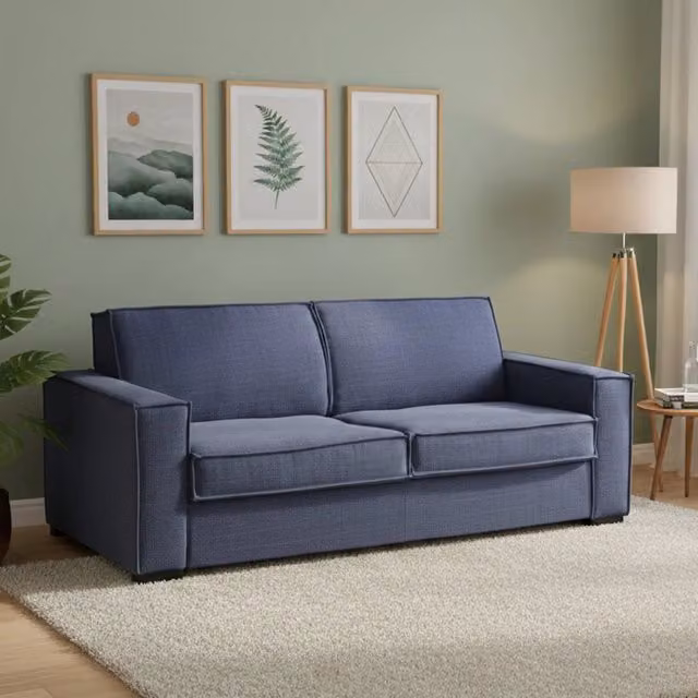 Divano Letto Alisa Talamo Italia, Divano 2 Posti con Funzione Letto e Coperture Rimovibili, Rivestimento in Tessuto Blu, L: 180 cm, P: 95 cm, H: 90 cm – 1