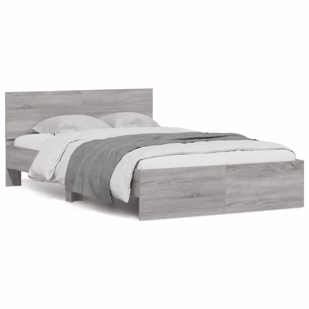 Letto con Testiera vidaXL Grigio Sonoma L: 135 cm, P: 190 cm, H: 70 cm – 2