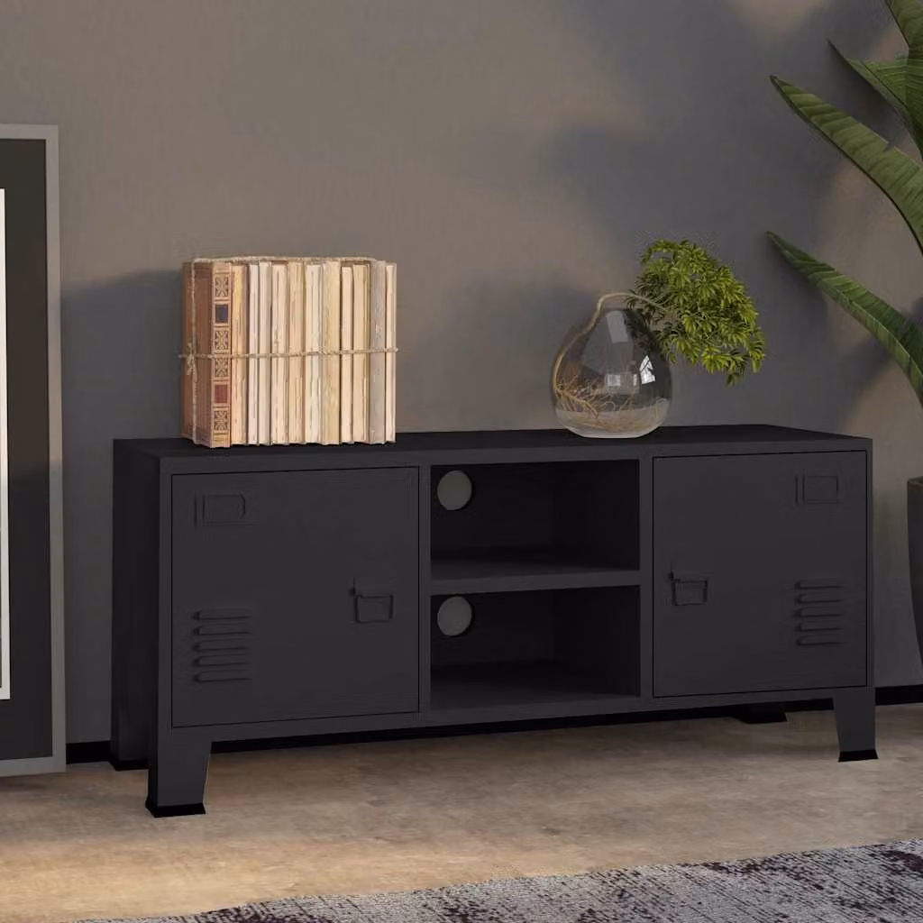 vidaXL Mobile TV Industriale Nero 105x35x42 cm in Metallo