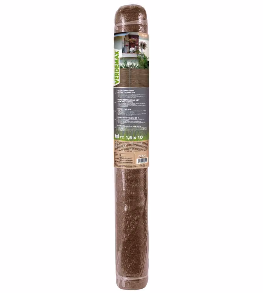 Verdemax Rete Frangivista 1,5x10 m Marrone - Protezione Sole HDPE Anti-UV