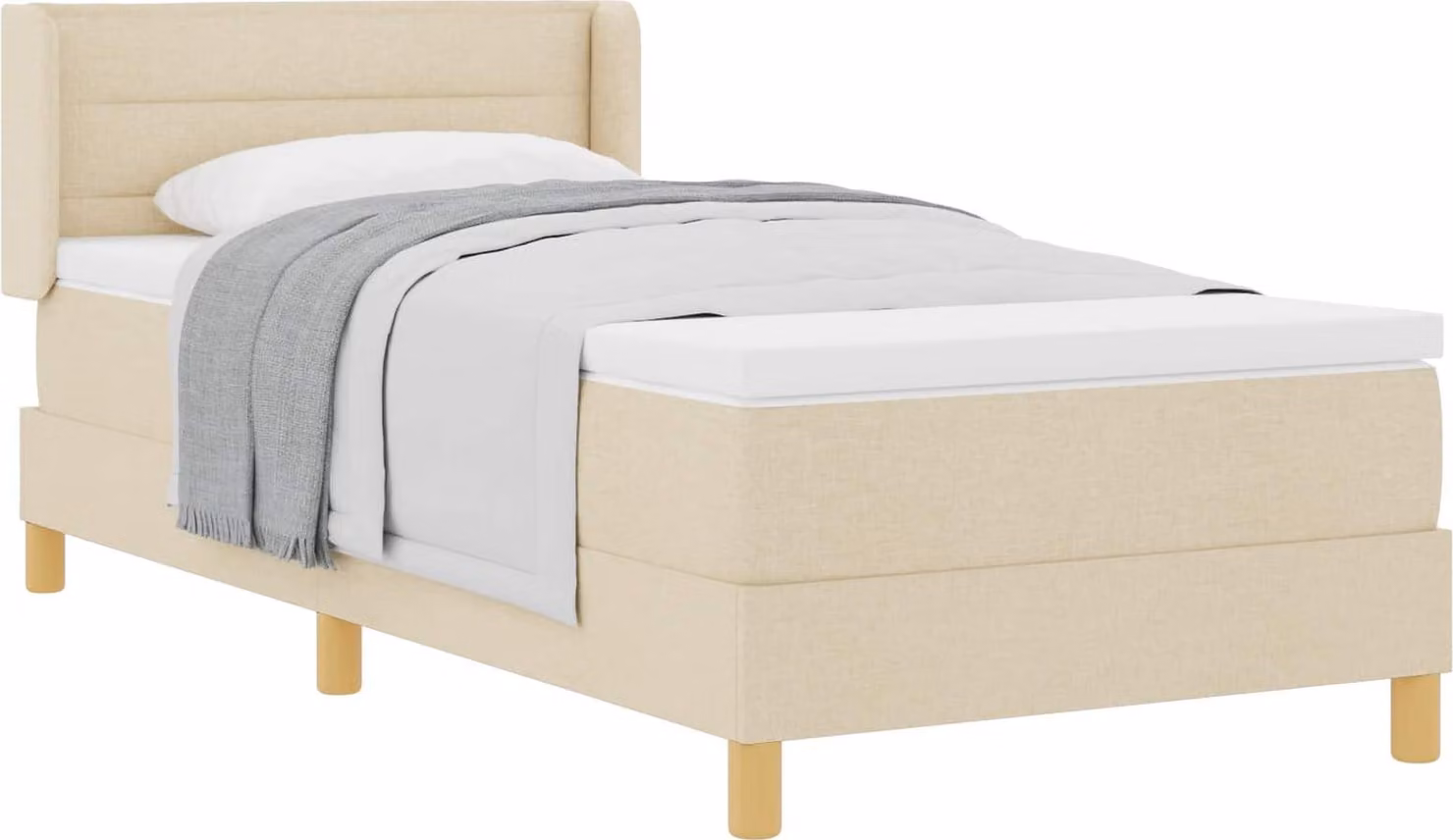 vidaXL Letto boxspring con materasso e testiera Crema 190 x 90 cm Tessuto