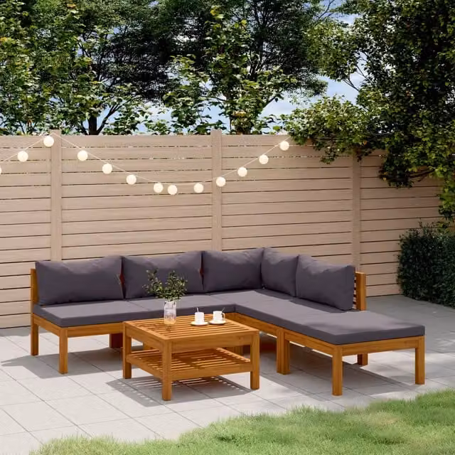 Set Divani da Giardino 6 pz con Cuscini in Massello di Acacia 3086916