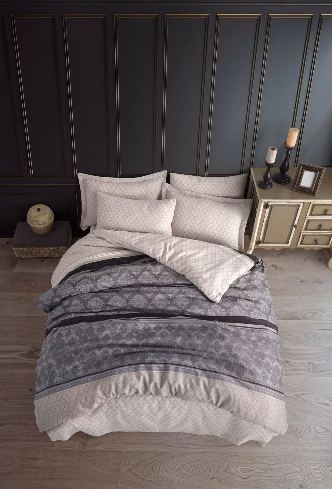 L'Essentiel Linge de Maison, Begonvilla- EPJ3441, grigio, copripiumini, 65% cotone / 35% poliestere