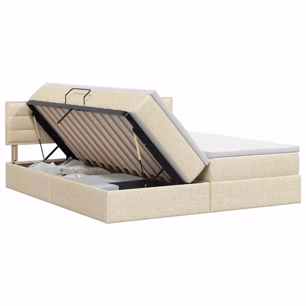 Letto con contenitore e materasso ibrido vidaXL in velluto beige L: 160 cm, P: 200 cm, H: 204 cm – 2