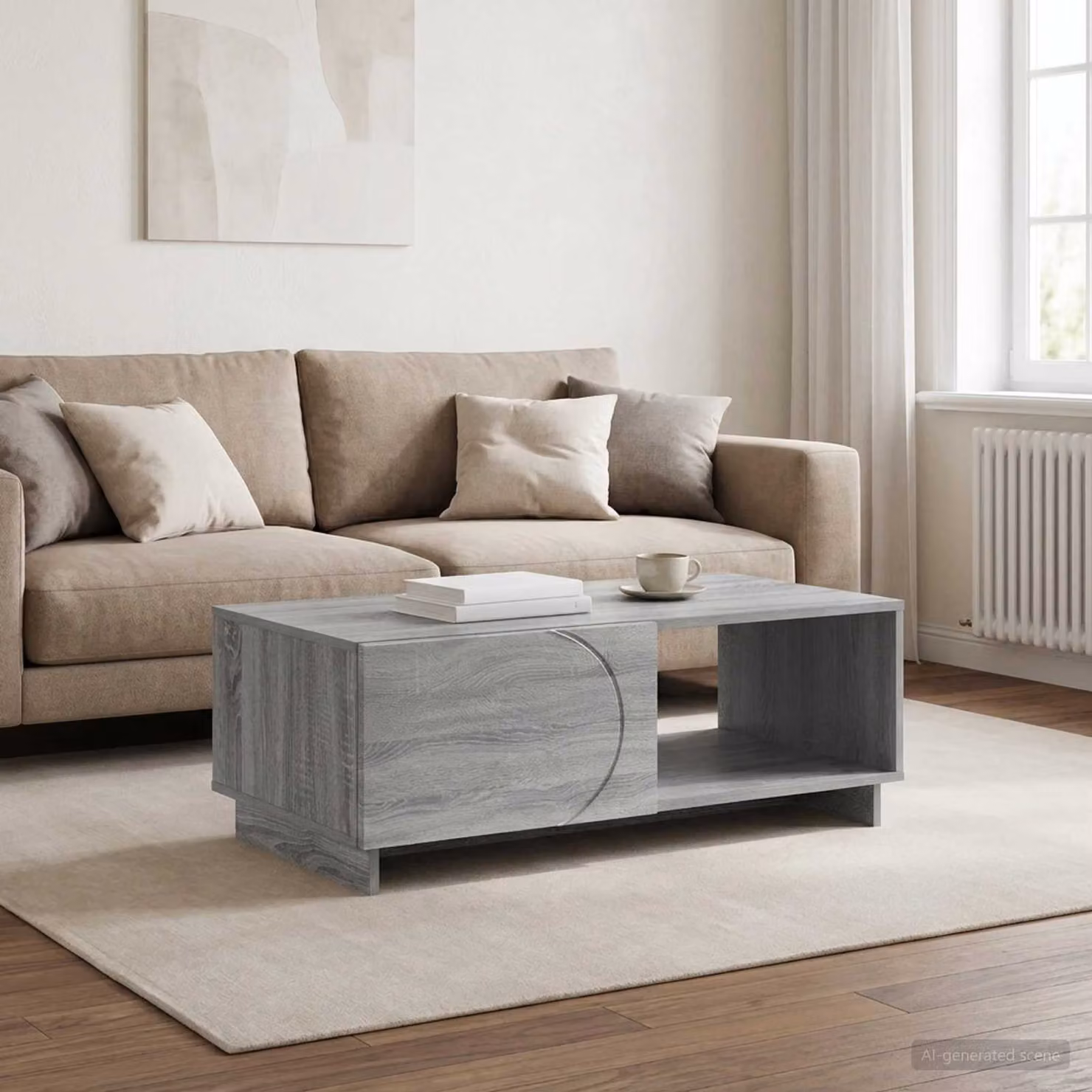 vidaXL Tavolino da salotto moderno in legno e MDF Grigio, L 95 x P 50,5 x H 35 cm