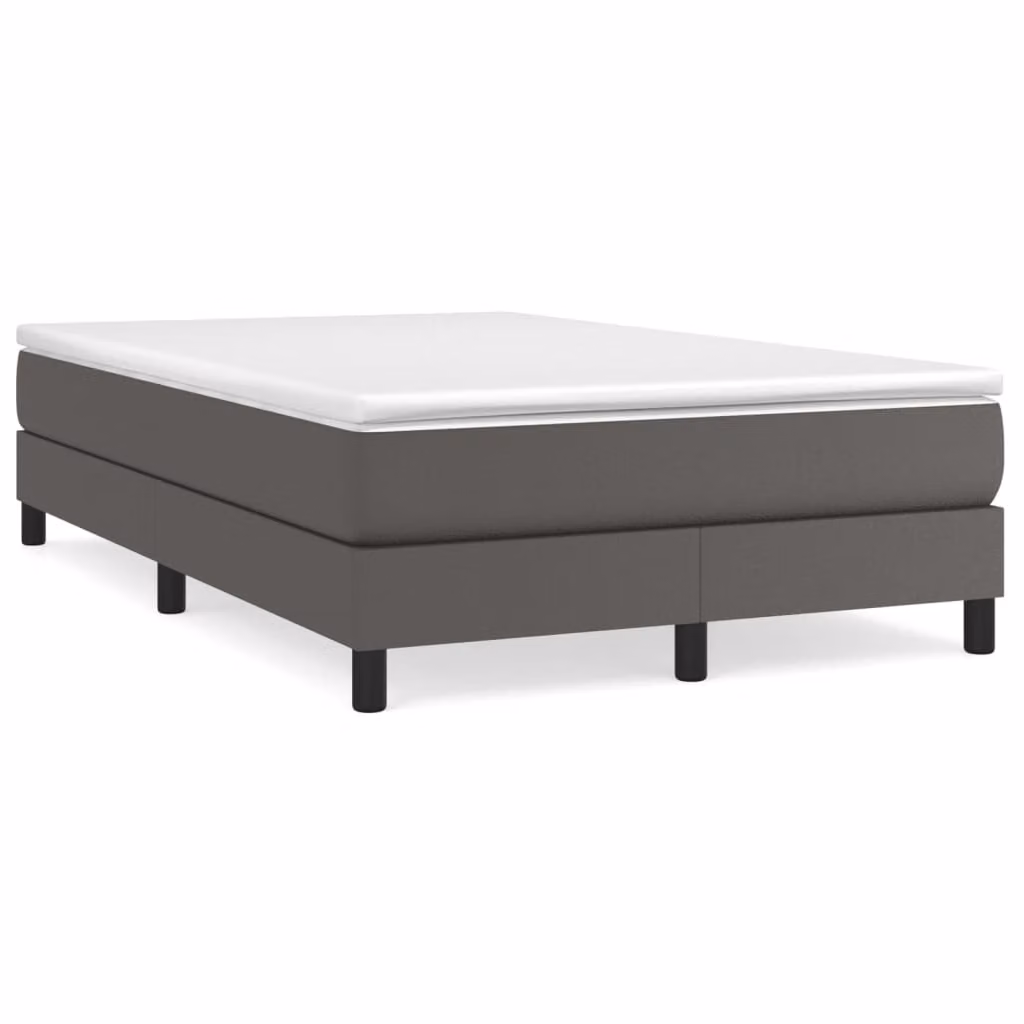 Giroletto a Molle con Materasso Grigio 120x200 cm in Pelle finta