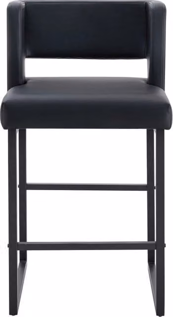 Sgabello da bar Chicfurn con seduta imbottita in similpelle nera e gambe in metallo per cucina e soggiorno – 1