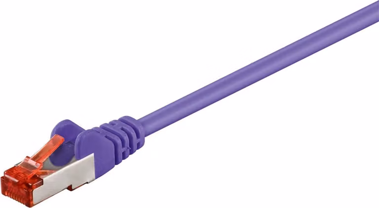 230x Goobay 93535 Cavo patch CAT 6, S/FTP (PiMF), viola, 0,5 m - Conduttore in rame (CU), guaina senza alogeni (LSZH)