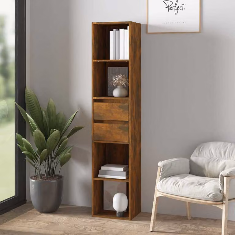 Libreria moderna vidaXL in legno di rovere color marrone, L 36 cm x P 30 cm x H 171 cm