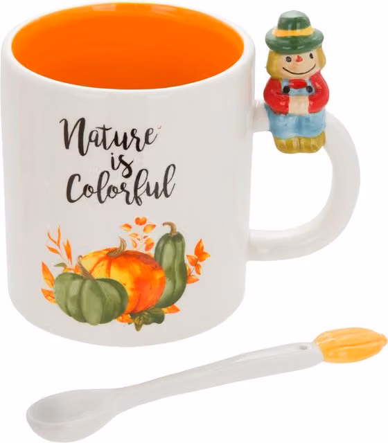 Mug spaventapasseri ceramica 500 ml con cucchiaino