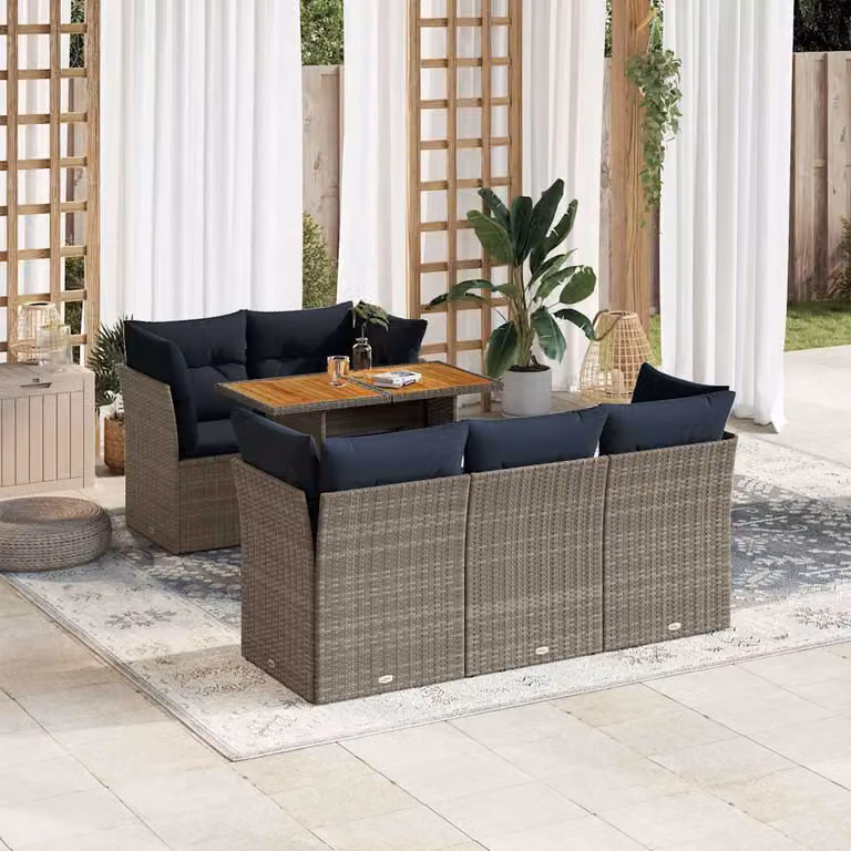 Maison Exclusive - Set Divano da Giardino 6 pz con Cuscini Grigio in Polyrattan