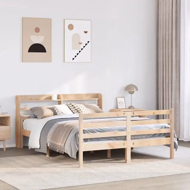 Letto con testiera in legno massello di pino rustico vidaXL L/P: 150 x 200 cm – 1